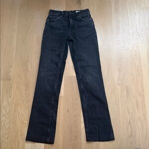 Zara Women's Straight Leg Jeans in Dark Blue